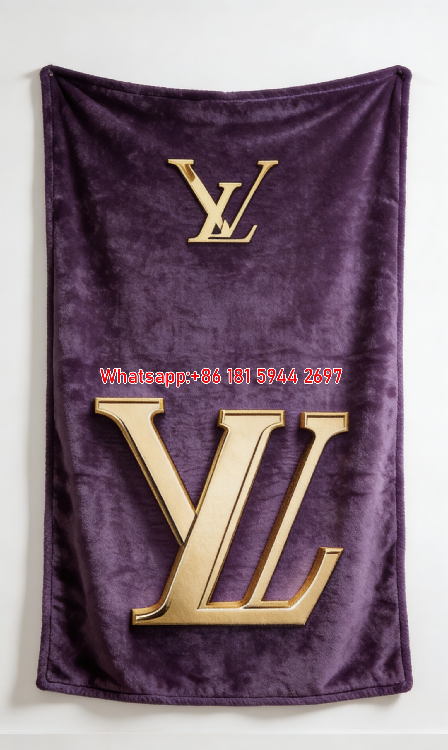 Purple Gold LV Blanket Luxury Gold Logo Throw IMG_3580